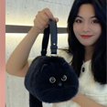 thumbnail image 3 of JIAERDI Lolita-Bolso de felpa con forma de gato para mujer, bolsa de mano suave, estilo Harajuku, Animal, Circular, Kawaii, negro, 3 of 5