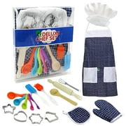 14 Pcs Kids Kitchen Toys Basic Cook Baking Set Role-Playing Toy Boys Girls Aprons Chef Hats Cookie Cutters Silicone Baking Tool