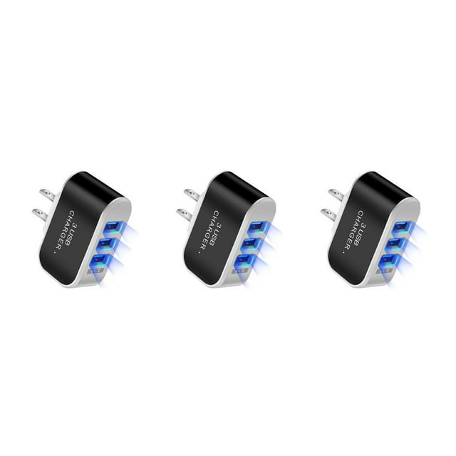 Inteprter Enchufe de EE. UU. de teléfono USB 3 puertos LED 110V Adaptador de carga de tableta Protección de circuito de viaje Bloque Type1 NO1
