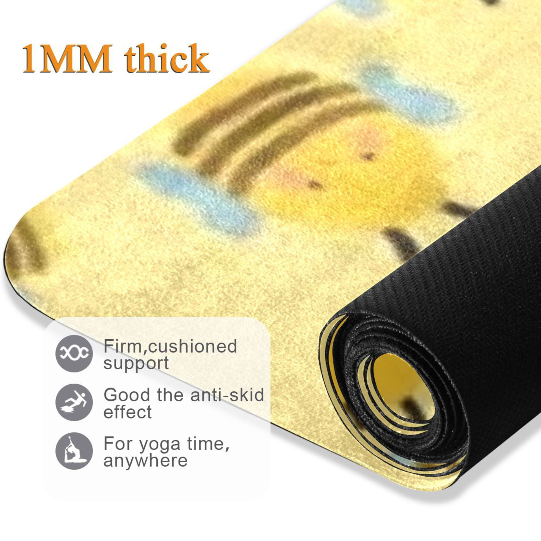 BZSMCE Yoga Mat Women Fitness Mat Yellow Bee Pattern