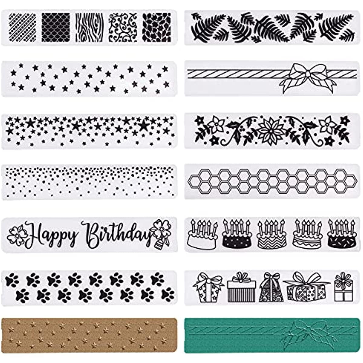 12Pcs Birthday Themed Edge Border Plastic Embossing Folders Template ...