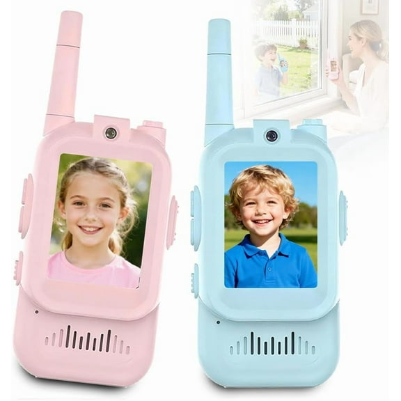 Video Walkie Talkies for Kids, Handheld 2 Pack Rechargeable Video Intercom Kids Walkies Talkies, Indoor Outdoor Toys for Family Games, Outside, Camping