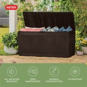 Keter Comfy 71 Gallon Durable Resin Outdoor Deck Box Storage Organization, Espresso Brown