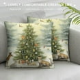 thumbnail image 3 of RUIYC Animals Throw Pillow Cover Snowman Vase Deer Dog Rabbit Bird Xmas Tree Pillow Case Square Winter Snowfield Pillowslip, Great for Sofa, Patio, bedroom Decor White, 3 of 5