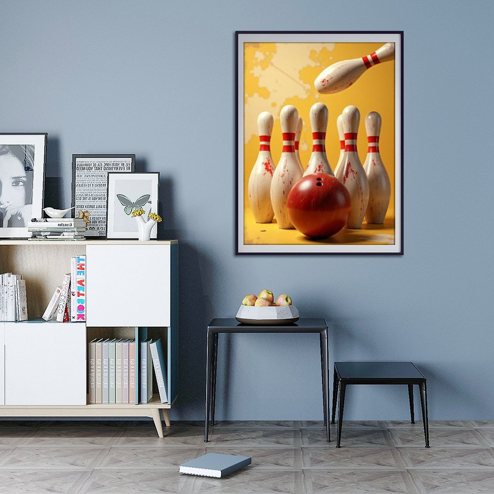 Diamond Art Kits for Adults - Classic Bowling Print No.19 5D Frameless Dimond Painting Kit for Adults Beginner, Round Diamond Kits for Home Wall Decor, Gift for Women
