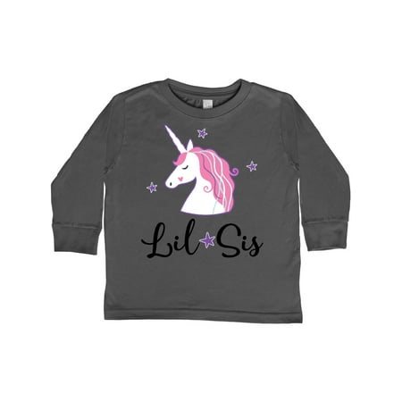

Inktastic Lil Sis Unicorn Girls Sister Announcement Gift Toddler Toddler Girl Long Sleeve T-Shirt