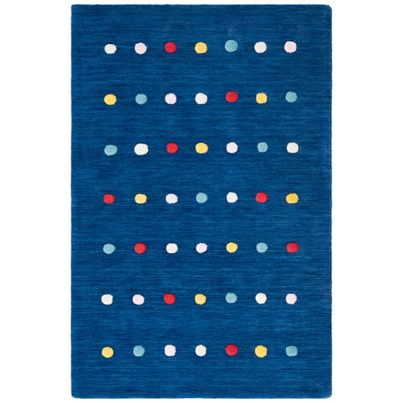 SAFAVIEH Kids Christabella Colorful Polka Dot Area Rug, Navy, 4' x 6'