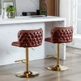 thumbnail image 6 of Swivel Bar Stools Set of 2, Upholstered Barstools Adjusatble Seat Height, Bar Stools with Backrest for Home Pub and Kitchen Island, Burgundy+Gold, 6 of 9
