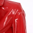 thumbnail image 6 of YiZYiF Womens Patent Leather Lapel Jacket Long Sleeve Cropped Moto Biker Coat Music Festival Tops Outerwear Red XL, 6 of 7