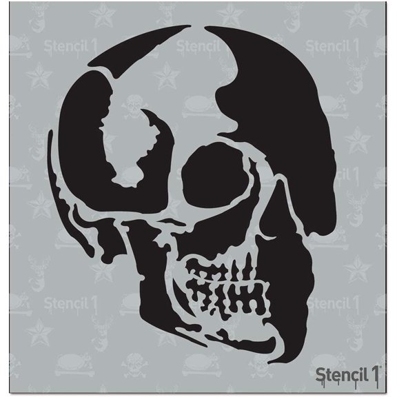 Stencil1 Skull Profile Stencil - Halloween & Pumpkin Decorating - Art Craft - 5.75" x 6"