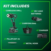Metabo HPT 18V Cordless Hammer Drill Kit, DV18DEX