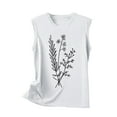 thumbnail image 4 of Shirts for Women Sleeveless Round Neck Floral Print Summer T-shirt White S, 4 of 4
