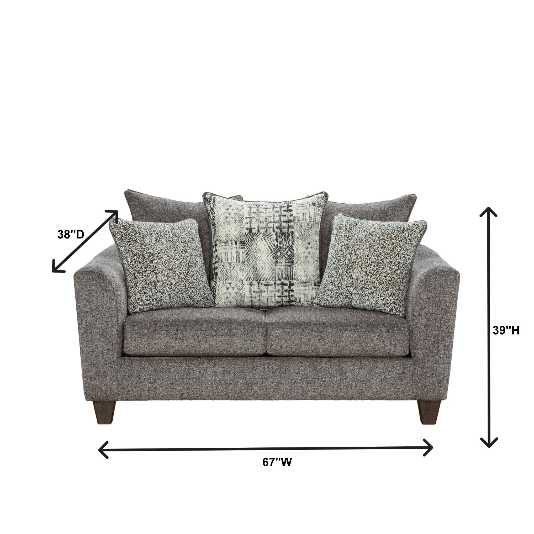 Roundhill Furniture Contemporary Polyester Sofa Living Room Set, Tori Slate
