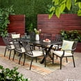 thumbnail image 2 of Noble House Delmar 9 Piece Wooden Expandable Patio Dining Set in Black and Beige, 2 of 2