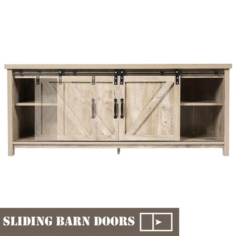 Finihen TV Stand, TV Cabinet, Media Center Console Cabinet with Sliding Barn Door, Entertainment Center for TV, Media Entertainment Center with Storage, for Living Room, Bedroom, Gray