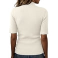 thumbnail image 5 of JoveMarine Women's Mock Neck 3/4 Sleeve Knit Top Slim Fit Solid Color Undershirt Sexy Layering Tee for Spring/Summer Daily Wear White M, 5 of 5
