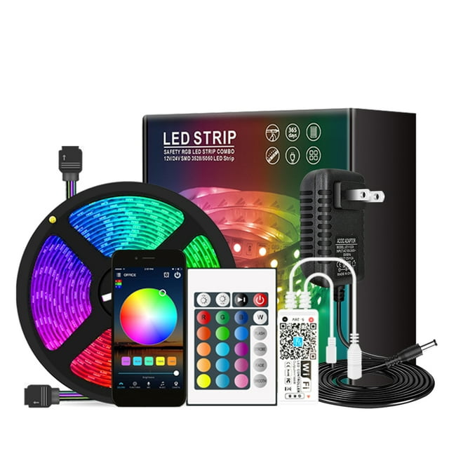 Tira de luces LED RGB Wi-Fi 32.8ft 300 LED con control remoto IR y controlador Wi-Fi Aplicación inte Meterk 5m