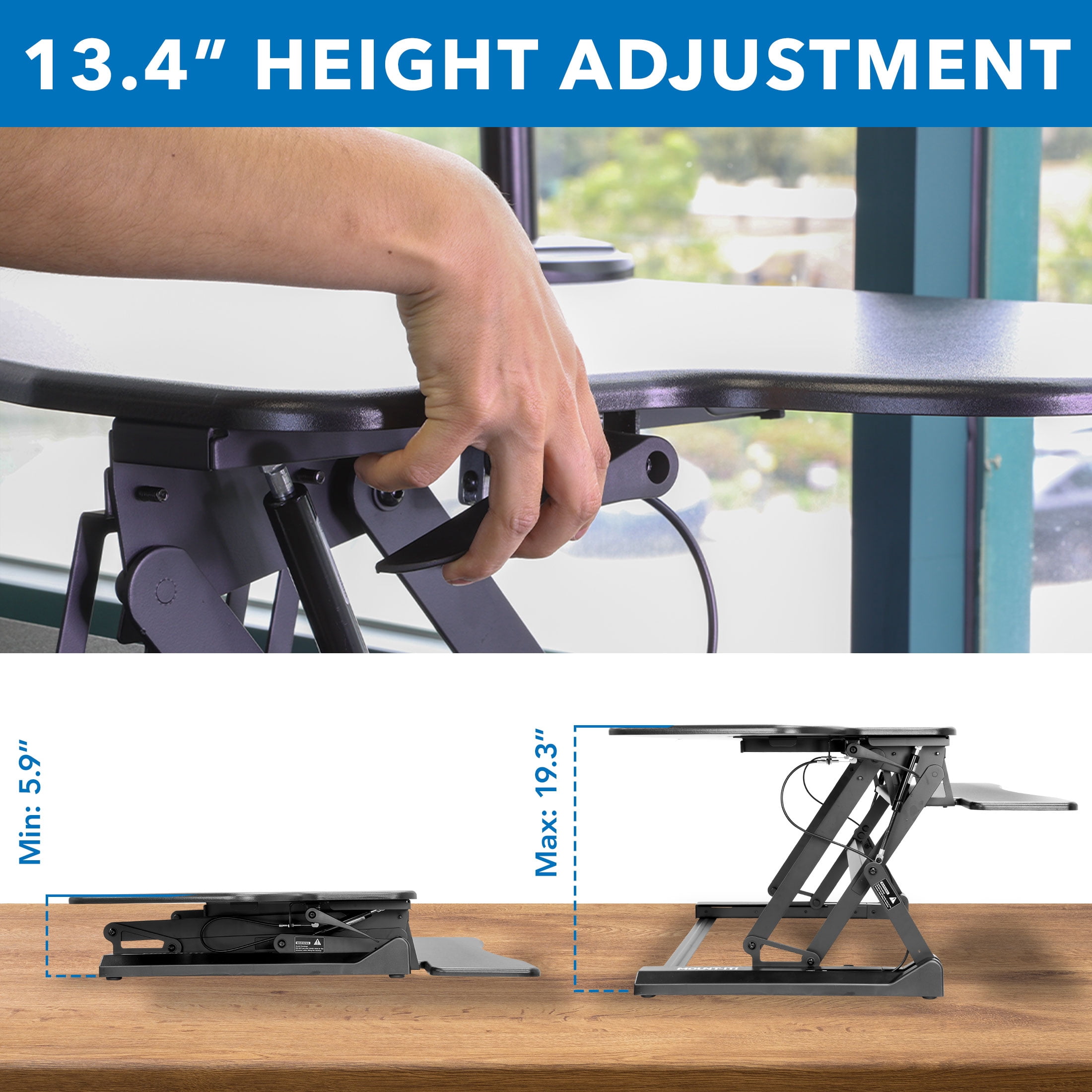 Mount-It! Extra Wide Sit-Stand Desk Converter with Dual Monitor Mount, Up To 32" Screens