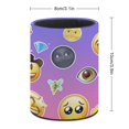 thumbnail image 2 of Emoji-theme Cylinder Pen Holder Pencil Organizer with Flannel Lining PVC Leather Material Cardboard Base for study work 10*8CM, 2 of 6