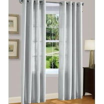 1 PANEL MIRA  SOLID SILVER GRAY  SEMI SHEER WINDOW FAUX SILK ANTIQUE BRONZE GROMMETS CURTAIN DRAPES 55 WIDE X 108" LENGTH