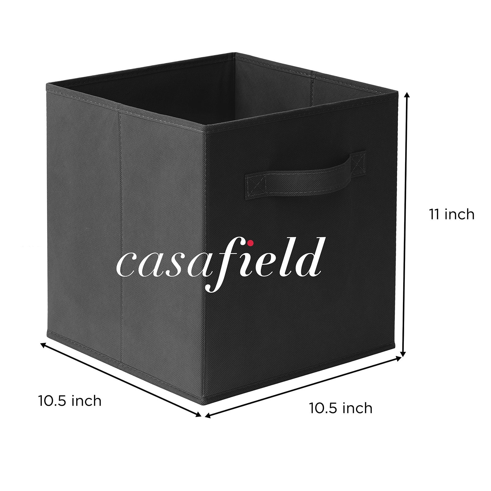 Casafield Set of 12 Fabric Storage Cube Bins, Black - 11" Collapsible Foldable Cloth Baskets for Shelves and Cubby Organizers