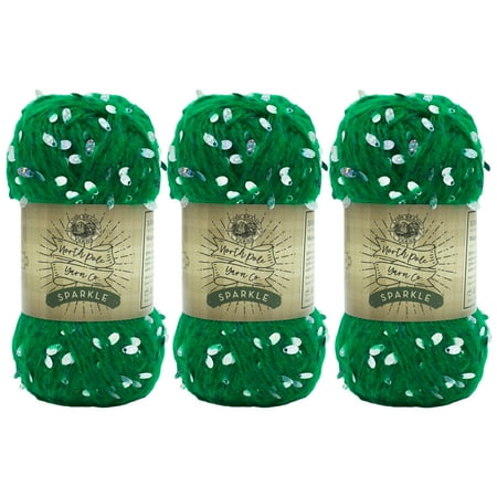 UPC: 0842093139423 | Lion Brand Yarn Sparkle Green Medium Acrylic  Polyester Green Yarn 3 Pack