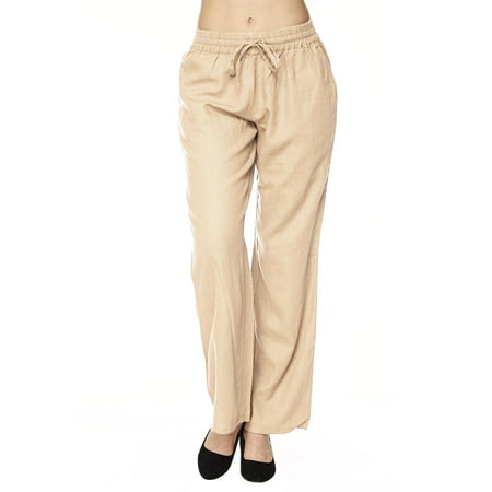 Made by Olivia - Made by Olivia Women's Comfy Drawstring Linen Pants ...