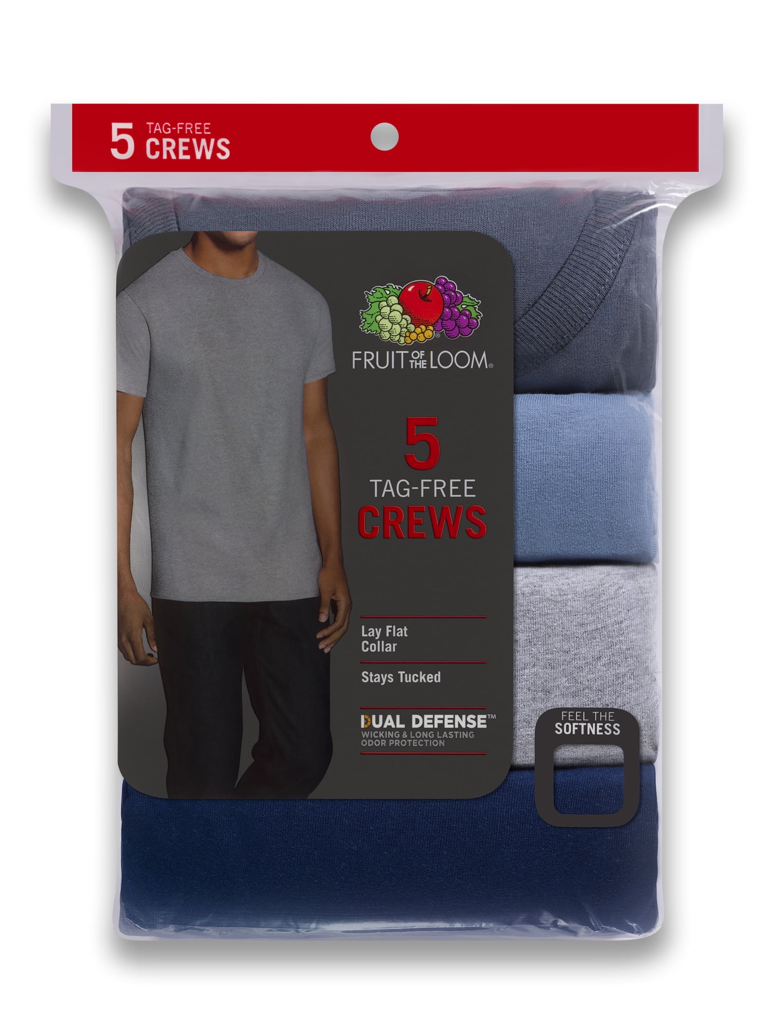 Bliver værre pie Besiddelse Fruit of the Loom Men's Assorted Crew Undershirts, 5 Pack, Sizes S-XL -  Walmart.com