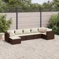 thumbnail image 1 of vidaXL Ensemble de Salon de Jardin 7 Pcs avec Coussins en Rotin Poly Brun, 1 of 5