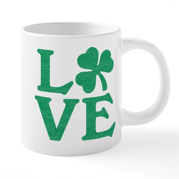 CafePress - Love Shamrock - 20 Oz White Ceramic Mega Mug