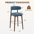 thumbnail image 2 of ClinQ 29 Inch Counter Height Bar Stools Set of 3, Upholstered Fabric Kitchen Island Stools with Rubber Wood Legs, Backrest and Gold Footrest, Blue, 2 of 10