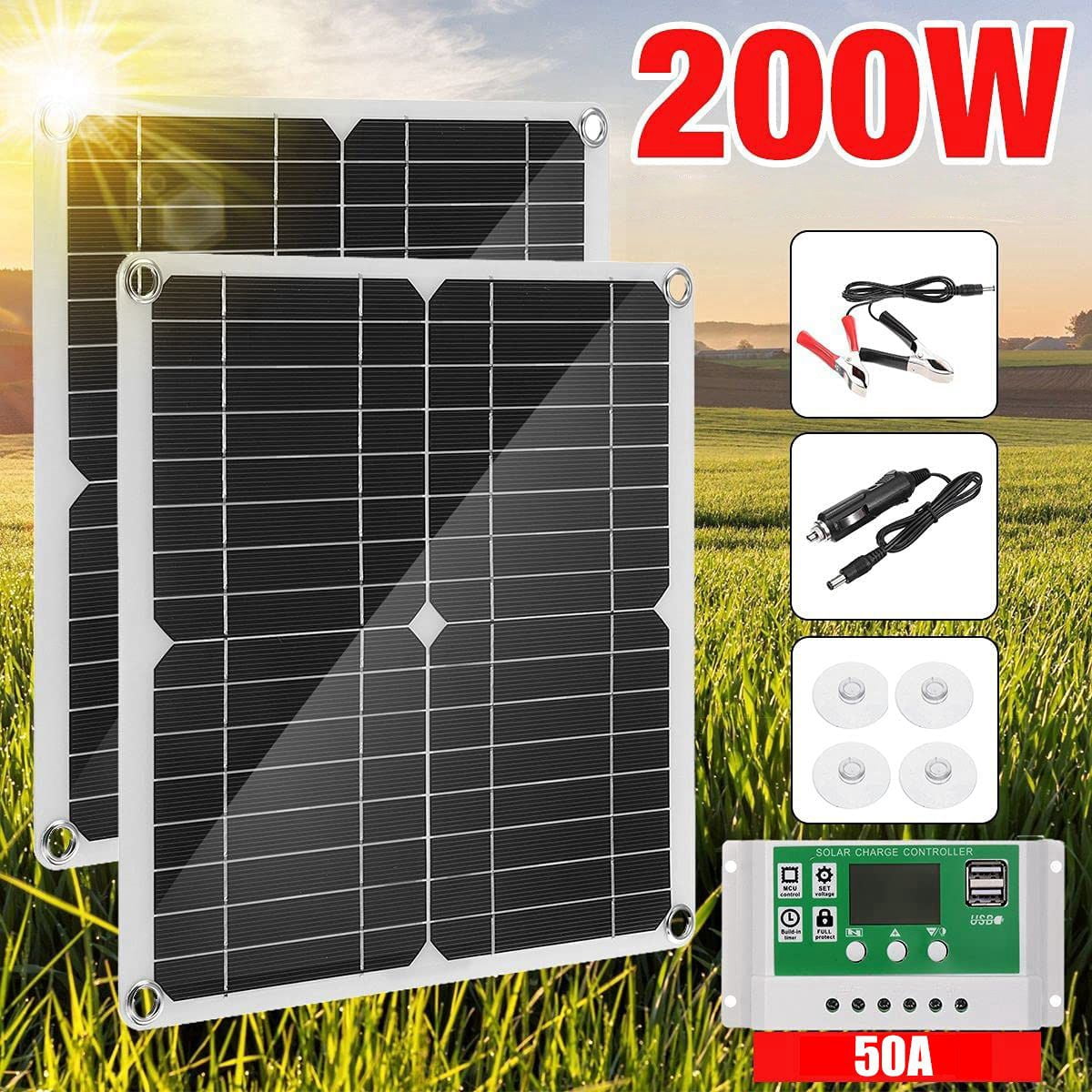 200W Solar Panel Kit 50A 12V Battery Charger with Controller Caravan Boat