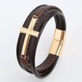 thumbnail image 1 of Pulsera retro para hombre, de cuero, multicapa, tejida a mano, de aleación, con hebilla magnética, pulsera, joyería, 1 of 6