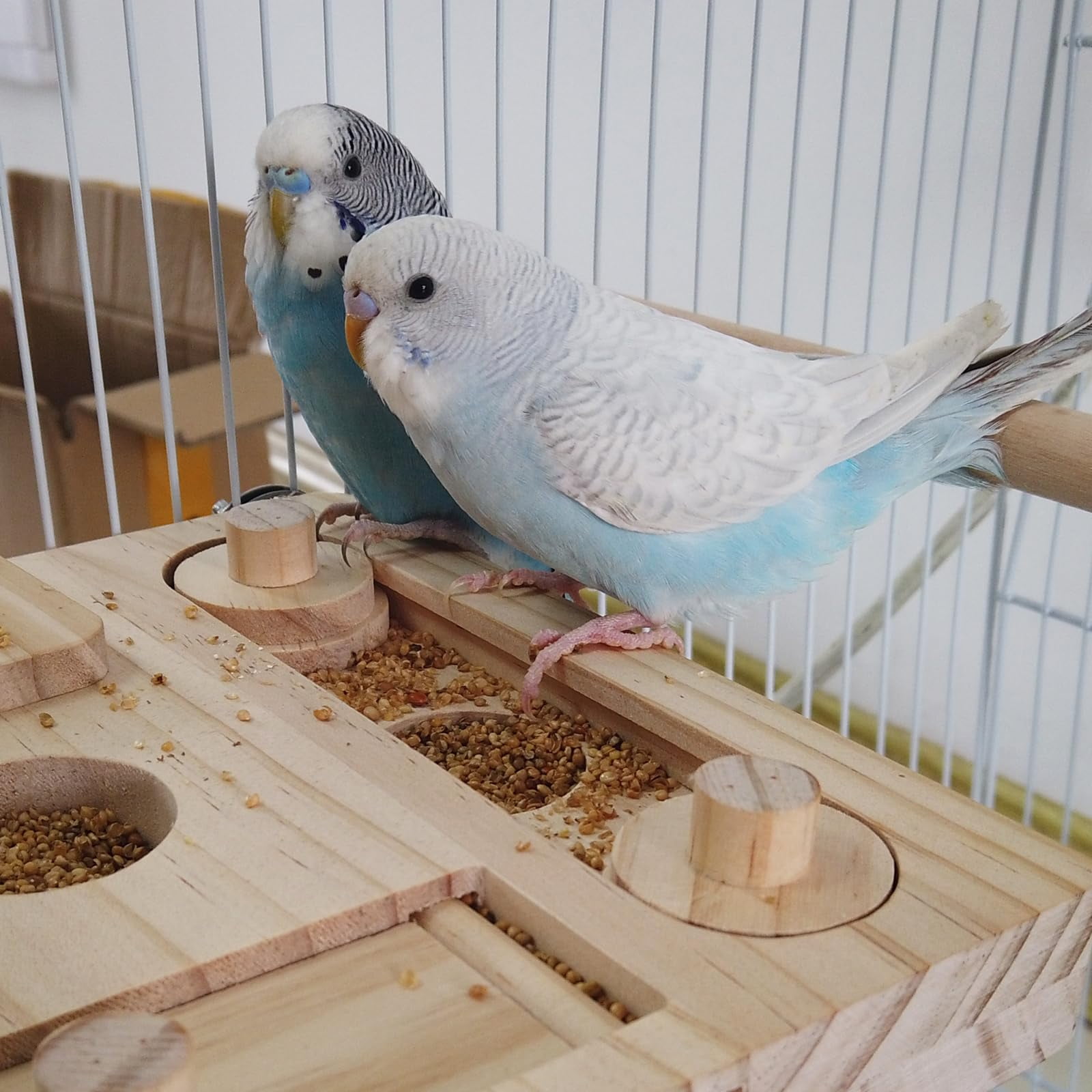 Wooden Bird Foraging Puzzle Toys for Parrots, Parakeet, Cockatiel, Sun Conures - Birds Interactive Mental Enrichment Toy, B ird Seed Slow Feeder Toy for Cage.