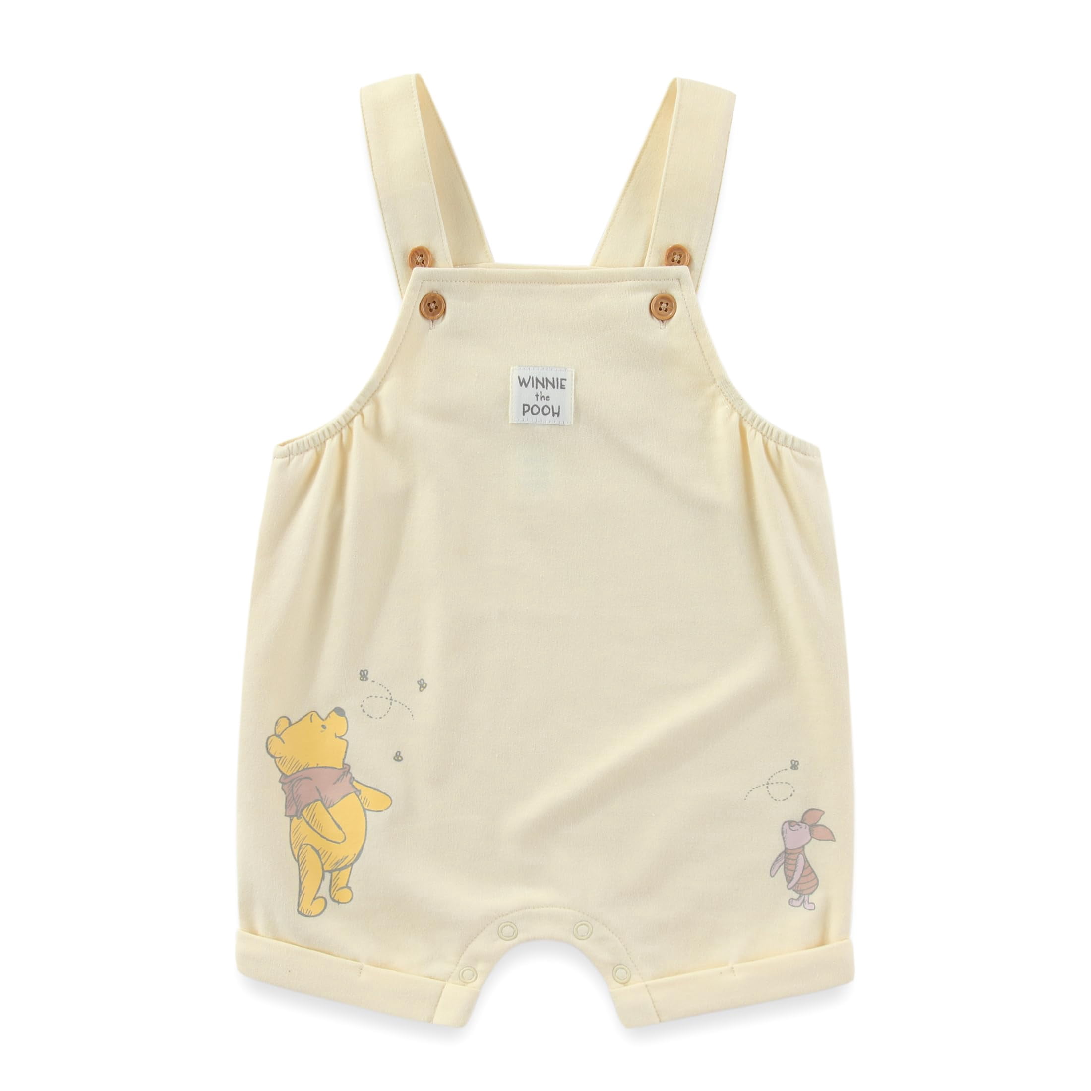 Disney Winnie the Pooh French Terry Shortall Overalls with Shirt (Baby Boys), 2 Piece Set, Sizes 12M-24M