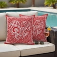 thumbnail image 4 of Valentine's Day Outdoor Waterproof Pillow Covers, Red Love Retro Country Abstract Art Decorative Square Throw Pillowcase Sofa Cushion Sham for Patio/Couch/Chair, 24"x24" 2 Pack, 4 of 8
