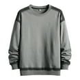 thumbnail image 2 of Zylanna Men's Long Sleeve T-Shirts, Homewear Color Block Patching Crew Neck Loose Casual Tops for Men Gray, 2 of 3