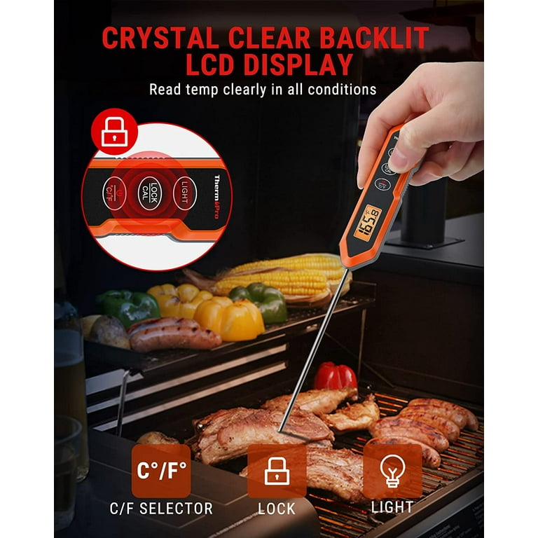 Meat Thermometer for Grill,Cooking and BBQ.Waterproof Instant Read Food  Thermometer with Backlight,Calibration and Power Display.Digital Food Probe  for Candy,Oil,Liquid.(Black-Silver) - Coupon Codes, Promo Codes, Daily  Deals, Save Money Today