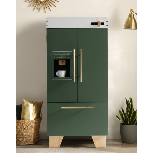 Nevera de juguete ROBOTIME Vintage de madera verde con accesorios