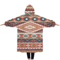 thumbnail image 2 of Oversized Wearable Blanket Hoodie,Boho Red Southwestern Ethnic Pattern Sherpa Blanket Hoodie with Super Pockets,Super Warm Fuzzy Pullover for Women & Men, 2 of 6