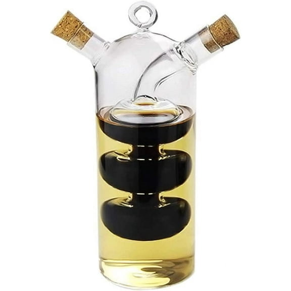 Olive Oil and Vinegar Dispenser  Bottles, 2 in 1 Transparent Dual Glass for Kitchen Cooking Container