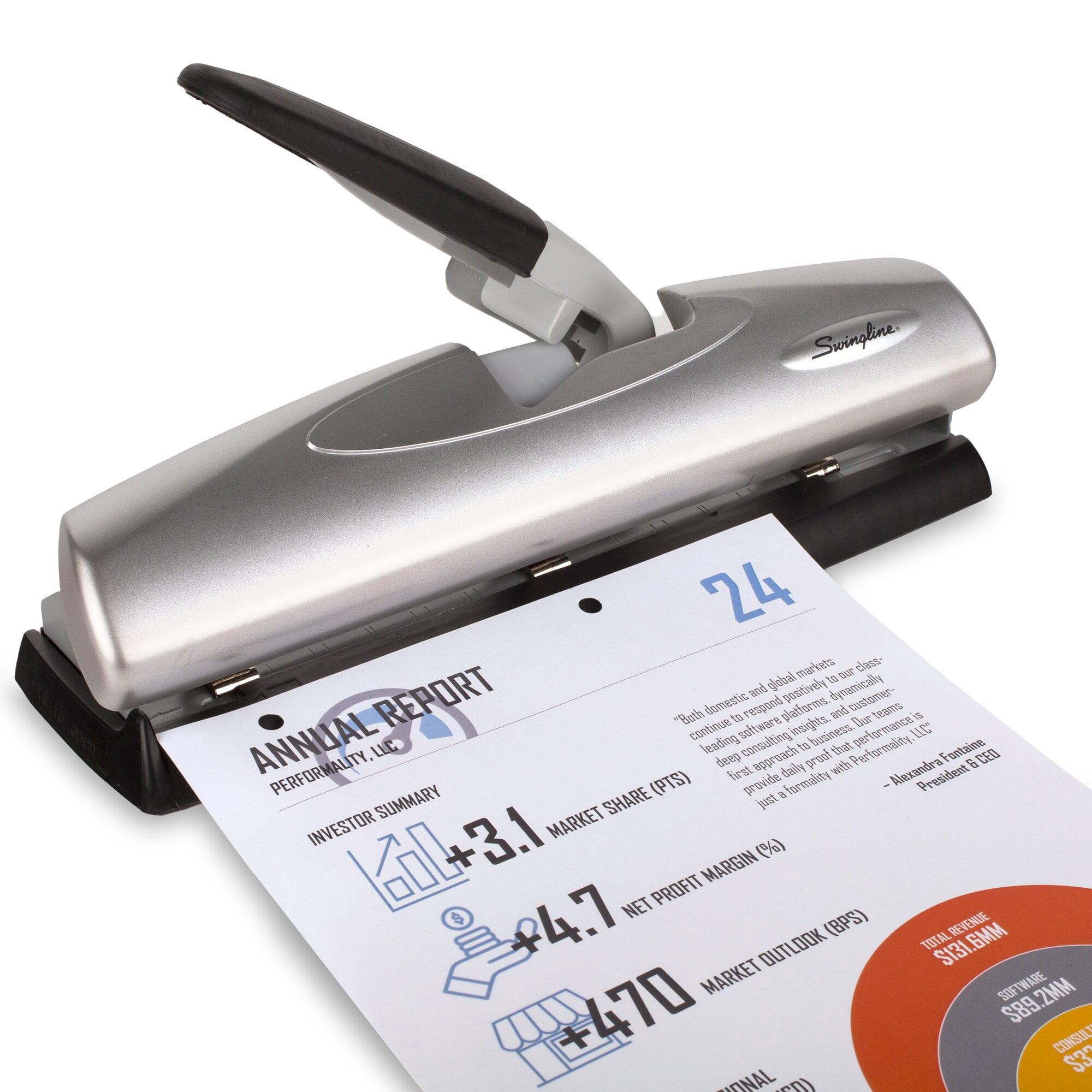 Swingline LightTouch High Capacity Desktop Punch, 2-7 Holes, 20 Sheets