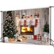 thumbnail image 4 of Fondo de chimenea navideña personalizado de 2,1 x 1,5 m, fotografía navideña para fondo, pared de madera vintage, árbol de Navidad, regalo, fiesta, decoración de fiesta navideña, pancarta D585, 4 of 7