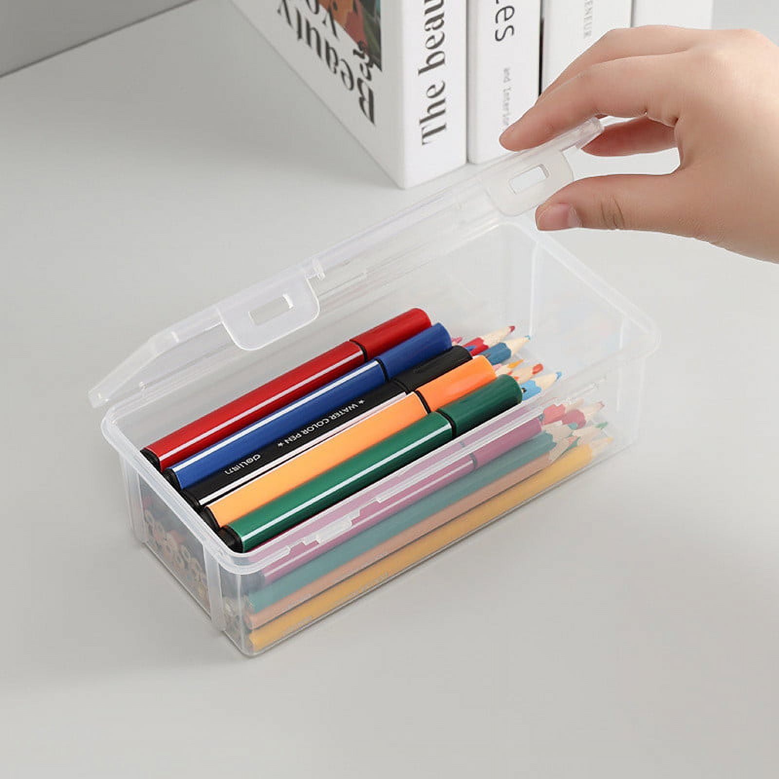 DailySale 2-Pack: Extra Large Capacity Plastic Pencil Box Stackable Translucent Clear Pencil Box