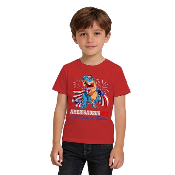 Patriotic Graphic T Shirt Kids 250th Anniversary Short Sleeve Tee Youth Casual Comfortable Shirt Tops For Holidays Celebrations Family Events Daily Wear
