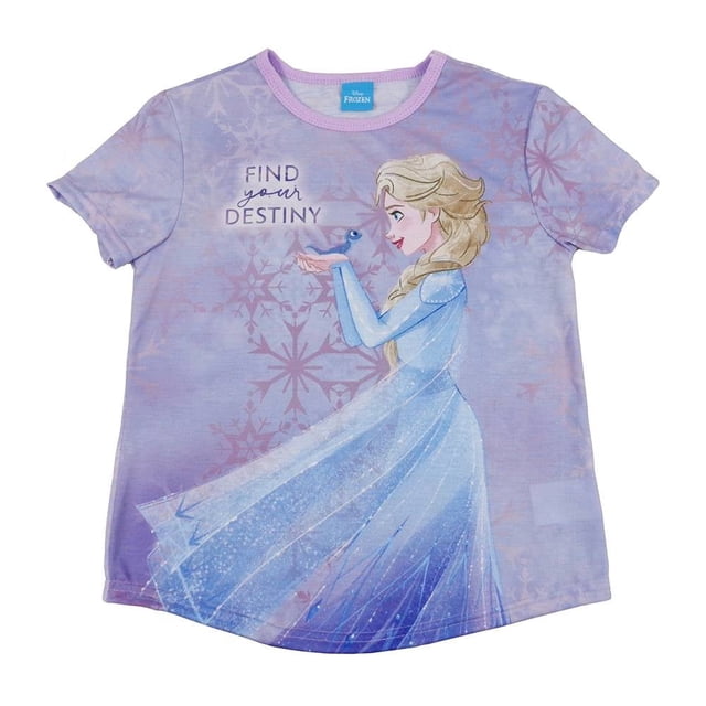 Playera Frozen Talla 6 Cuello Redondo Manga Corta Diseño Princesa Elsa Tie Dye Lila
