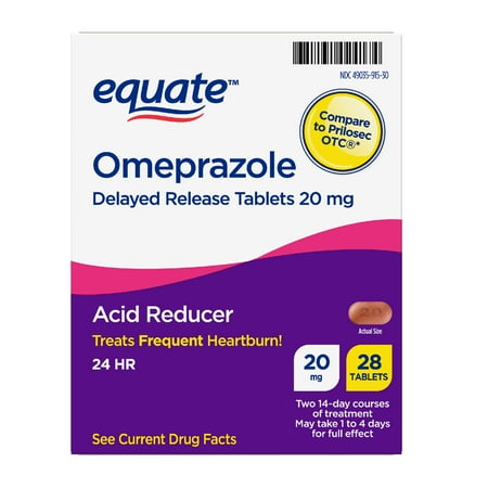 Equate Omeprazole Delayed Release Tablets 20 mg, Acid Reducer, 28 Count