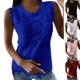 thumbnail image 2 of Camiseta sin mangas holgada con cuello redondo y encaje de ganchillo para mujer - Camiseta informal de manga larga con bloques de color para primavera/verano/otoño, 2 of 5