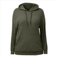 thumbnail image 3 of Sudadera con Capucha de Punto Acanalado para Mujer, Sudaderas Extragrandes con Bolsillo Tipo Canguro, Tops Casuales Holgados con Cordón Verde S, 3 of 7