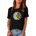 thumbnail image 2 of ABPHQTO Camiseta de manga corta con bordado de margaritas y mariposas negras para mujer, 2 of 5